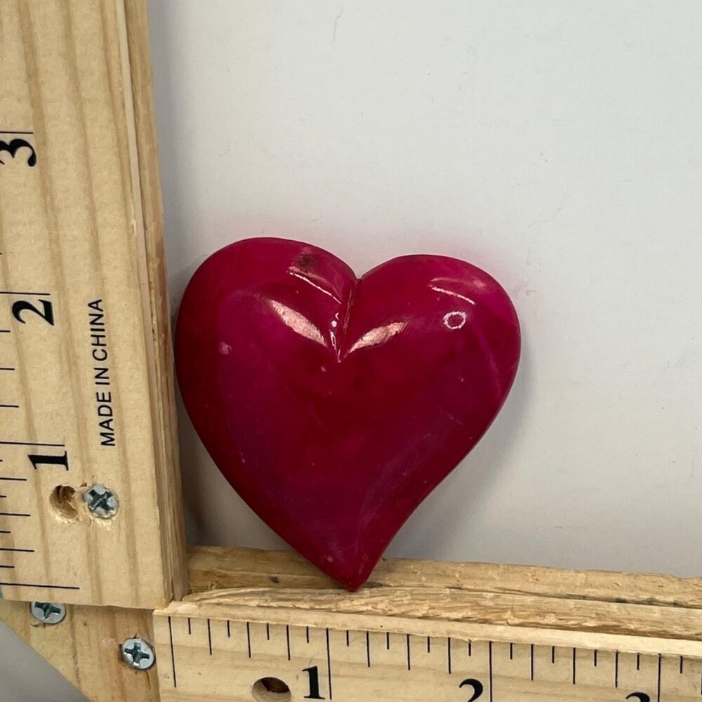Genuine Alabaster Heart Sculpture Hand Carved Decorative Red Marble
